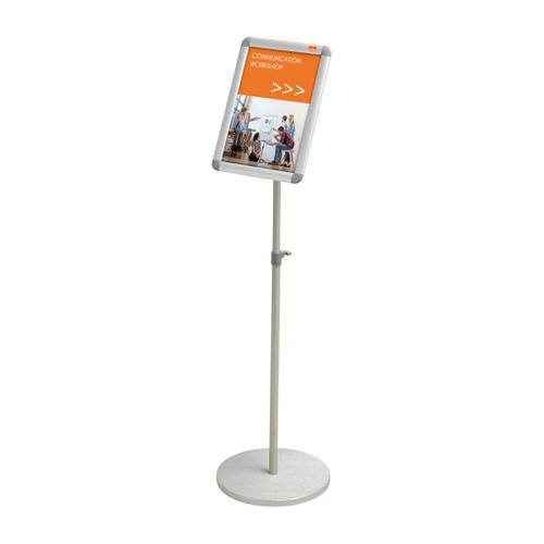 Nobo Snap Frame Display Stand for A4 Documents Adjustable Height 950-1470mm Silver Ref 1902383 4043181 Buy online at Office 5Star or contact us Tel 01594 810081 for assistance