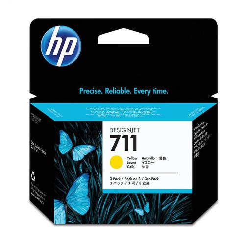 Hewlett Packard [HP] No.711 Inkjet Cartridge 29ml Yellow Ref CZ136A [Pack 3]
