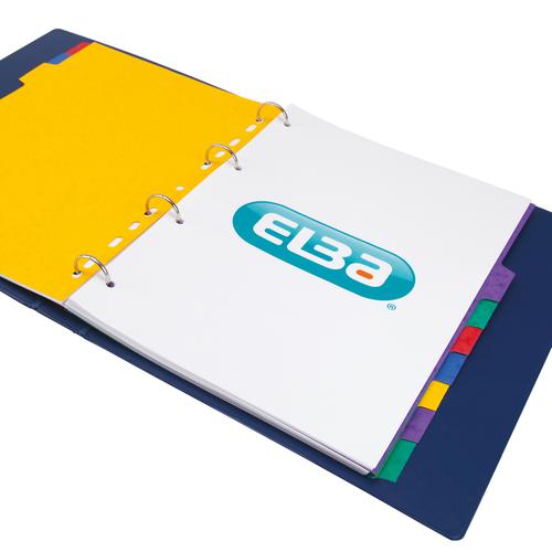 Elba Heavyweight Subject Dividers 10-Part Card Multipunched 220gsm A4 Assorted Ref 400007513 Hamelin