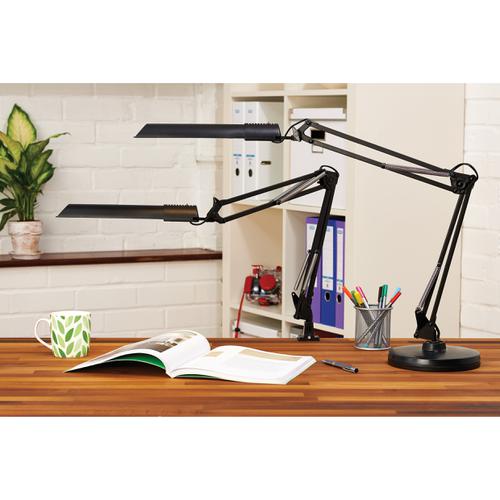 Unilux Swingo LED Desk Lamp Adjustable Arm 8W Max Height 650mm Base Diameter of 200mm Black Ref 400093838