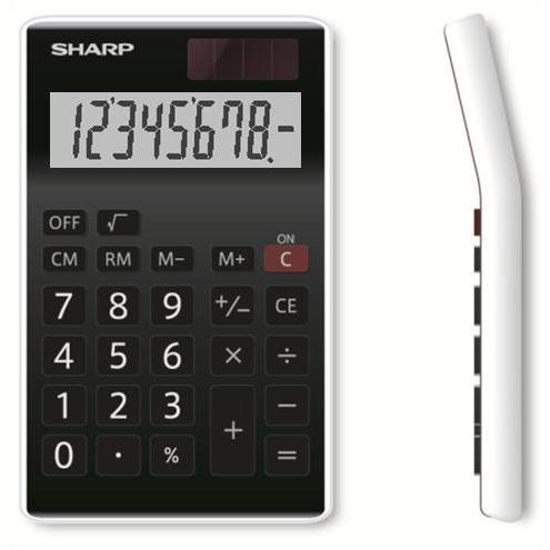 Sharp Desktop Calculator 8 Digit 4 Key Memory Battery/Solar Power 77x10x125mm Black Ref EL310ANWH  4056399