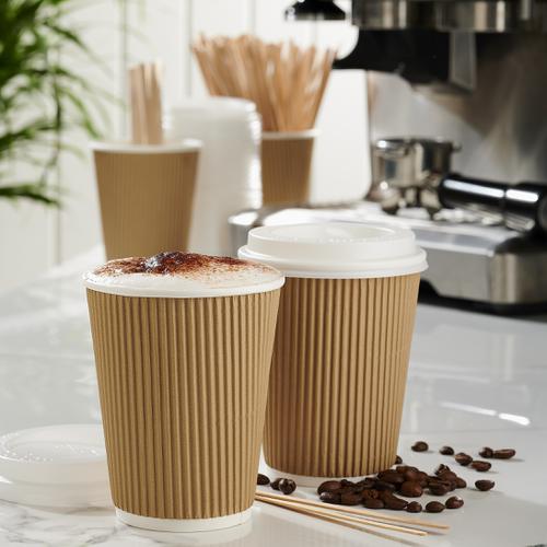 Ripple Paper Cups Triple Walled PE Lining 8oz 236ml Varied Design Ref RY00749 [Pack 25] The OT Group