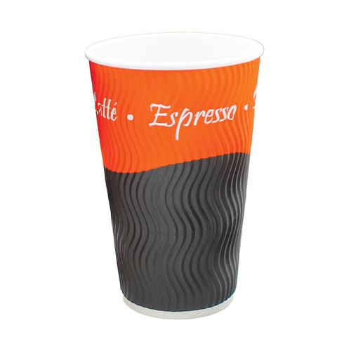 Ripple Paper Cups Triple Walled PE Lining 16oz 450ml Varied Design Ref RY00751 [Pack 25] The OT Group