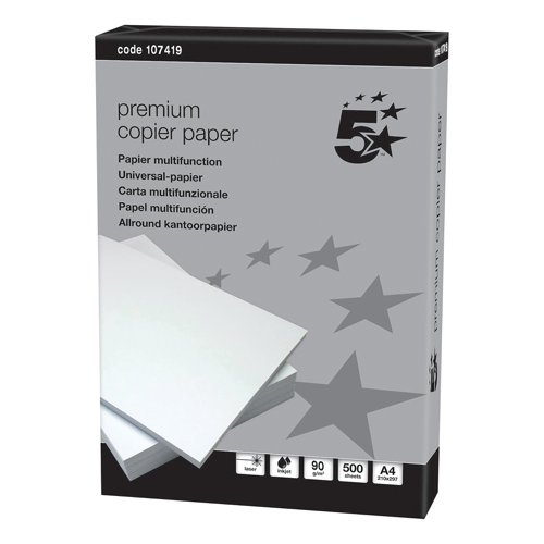 5 Star Elite Premium Copier Ream-Wrapped 90gsm A4 White [5 x 500 Sheets]  107419