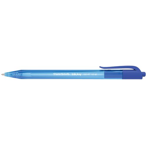 Paper Mate Inkjoy 100 Retractable Ballpoint Pen Medium 1.0mm Tip 0.7mm Line Blue Ref S0957040 [Pack 20] 4052846 Buy online at Office 5Star or contact us Tel 01594 810081 for assistance