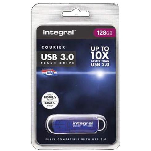 Integral Courier Flash Drive USB 3.0 Blue 128GB Ref INFD128GBCOU3.0  107927