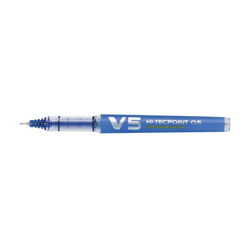 Pilot V5 Rollerball Pen Cartridge System Refillable Fine 0.5mm Tip 0.3mm Line Blue 107100103 [Pack 10]