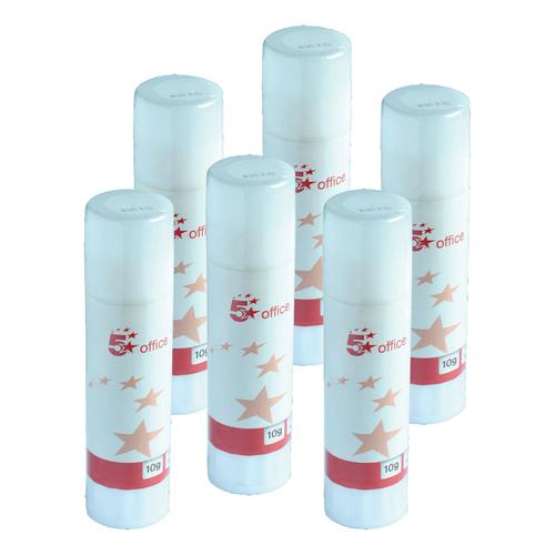 5 Star Office Glue Stick Solid Washable Non-toxic Small 10g [Pack 6] by The OT Group, 108231