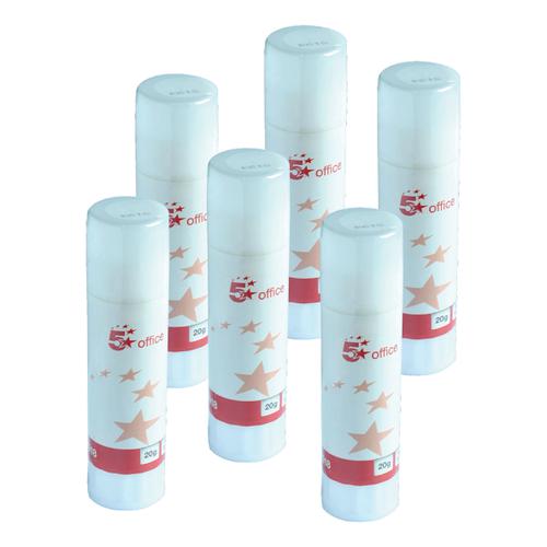 5 Star Office Glue Stick Solid Washable Non-toxic Medium 20g [Pack 6] by The OT Group, 108232