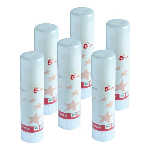 5 Star Office Glue Stick Solid Washable Non-toxic Large 40g [Pack 6] by The OT Group, 108233