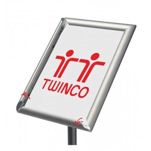 Twinco Literature Display Floor Stand Snapframe A4 Silver Ref TW51758 108836 Buy online at Office 5Star or contact us Tel 01594 810081 for assistance