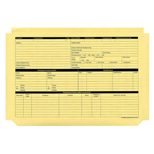 Personnel Wallets Pre-printed Yellow [Pack 50]