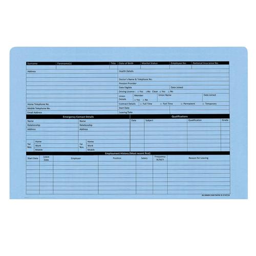 Personnel Wallets Pre-printed Blue [Pack 50]  112426