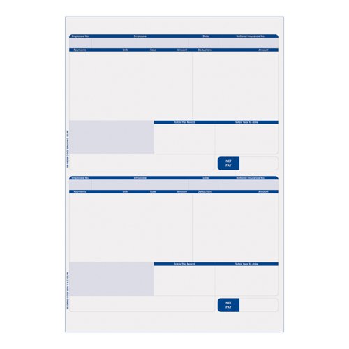 Sage Compatible Payslip 2 Per A4 Sheet Ref SE96 [Pack 500] Forms/1000 Payslips