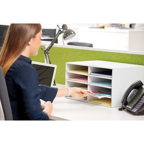 Bankers Box by Fellowes Desktop Sorter Stackable Fastfold Recycled FSC A4 Green/White Ref 4482601