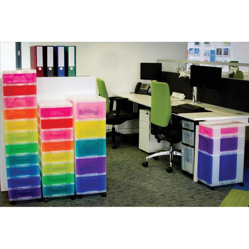 Really Useful Storage Tower Polypropylene 5x12L Drawers W300xD420xH690mm Clear/Assorted Ref 5x12CLASS 4051994 Buy online at Office 5Star or contact us Tel 01594 810081 for assistance