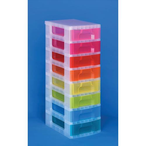 Really Useful Storage Tower Polypropylene 8x7L Drawers Clear/Assorted Ref 8x7CLASS 4052004 Buy online at Office 5Star or contact us Tel 01594 810081 for assistance