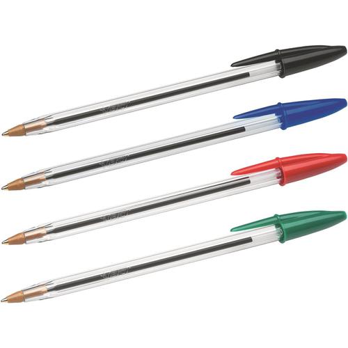 Bic Cristal Ball Pen Clear Barrel 1.0mm Tip 0.32mm Line Assorted Ref 830865 [Pack 10] 4052707 Buy online at Office 5Star or contact us Tel 01594 810081 for assistance