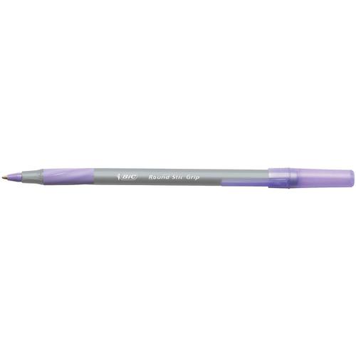 Bic Round Stic Grip Pen 1.0mm Tip 0.32mm Line Purple Ref 920412 [Pack 40]