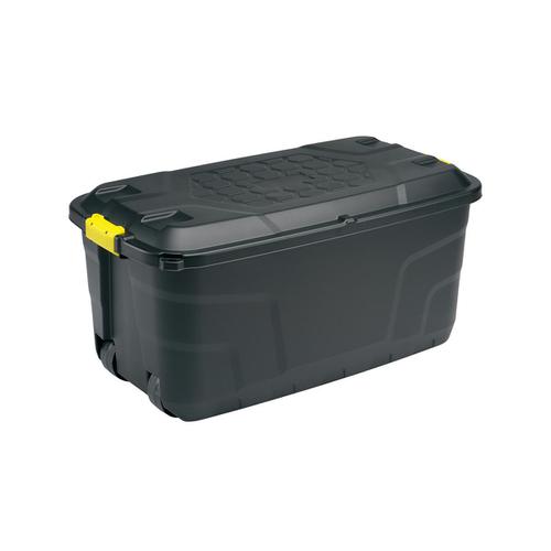 Strata Storage Trunk with Lid and Wheels 145 Litres W960xD560xH460 Black Ref HW440 Strata Products Ltd