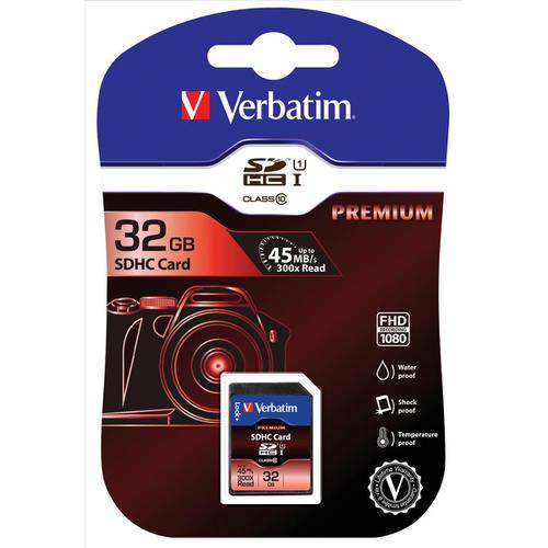 Verbatim SDHC Media Memory Card SD 2.0 FAT32 Class 10 Read 10MB/s Write 10MB/s 32GB Ref 43963  4051816