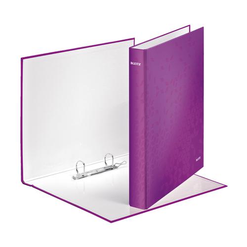Leitz FSC WOW Ring Binder 2 D-Ring 25mm Size A4 Purple Ref 42410062 [Pack 10] Esselte