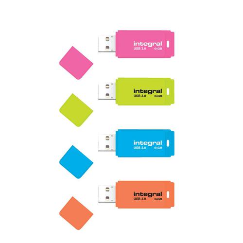 Integral Neon Flash Drive USB 3.0 Blue 64GB Ref INFD64GBNEONB3.0  113778