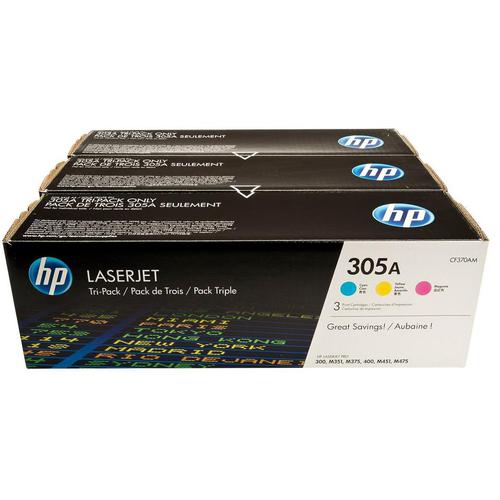 HP 305A Laser Toner Cartridges PageLife 2600pp Cyan/Magenta/Yellow Ref CF370AM [Pack 3]