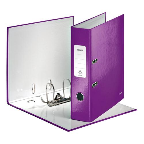 Leitz WOW Lever Arch File 80mm Spine for 600 Shts A4 Purple Ref 10050062 [Pack 10]