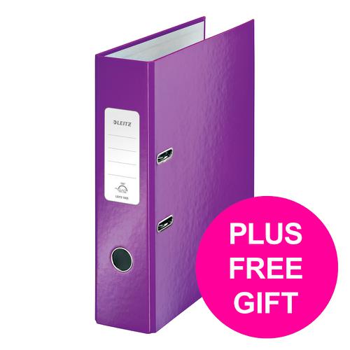 Leitz WOW Lever Arch File 80mm Spine for 600 Shts A4 Purple Ref 10050062 [Pack 10] ACCO Brands