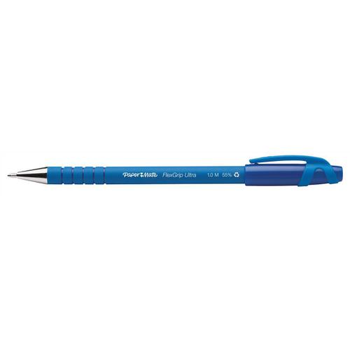 Paper Mate Flexgrip Ultra Ball Pen Medium 1.0mm Tip 0.7mm Line Blue Ref S0190153 [Pack 12] 399292 Buy online at Office 5Star or contact us Tel 01594 810081 for assistance