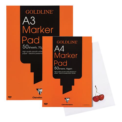 Goldline Bleedproof Marker Pad 70gsm Acid-free Paper 50 Sheets A4 White Ref GPB1A4Z [Pack 5]