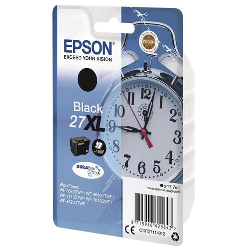 Epson 27XL Inkjet Cartridge Alarm Clock High Yield Page Life 1100pp 17.7ml Black Ref C13T27114012