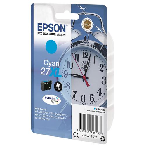 Epson 27XL Inkjet Cartridge Alarm Clock High Yield Page Life 1100pp 10.4ml Cyan Ref C13T27124012