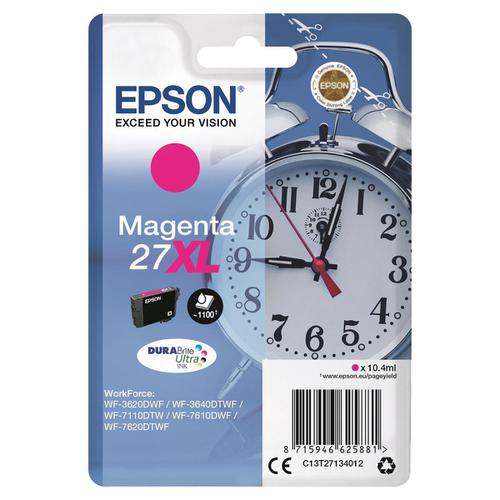 Epson 27XL Inkjet Cartridge Alarm Clock High Yield Page Life 1100pp 10.4ml Magenta Ref C13T27134012
