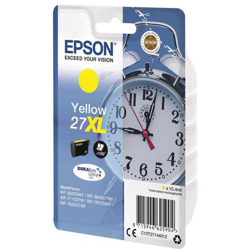 Epson 27XL Inkjet Cartridge Alarm Clock High Yield Page Life 1100pp 10.4ml Yellow Ref C13T27144012