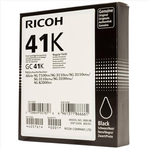 Ricoh Gel Inkjet Cartridge Page Life 2500pp Black Ref GC41K 405761