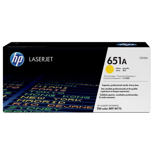 Hewlett Packard [HP[ 651A Laser Toner Cartridge Page Life 16000pp Yellow Ref CE342A 4072078 Buy online at Office 5Star or contact us Tel 01594 810081 for assistance