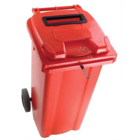 Wheeled Bin UV Stabilised Polyethylene with Rear Wheels Lid Lock 140 Litre Capacity 480x555x1070mm Red