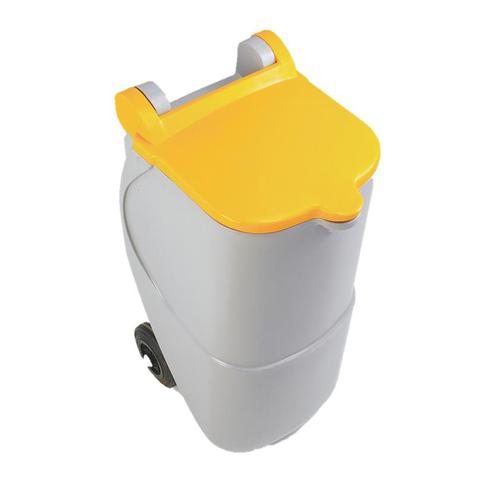 Designer Mobile Recycling Wheelie Bin for Plastic 90 Litre Capacity 420x500x930mm Yellow