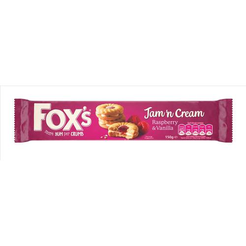 Foxs Biscuits Jam n Cream Rings Real Raspberry & Vanilla Shortcake Biscuits 150g Ref A07891