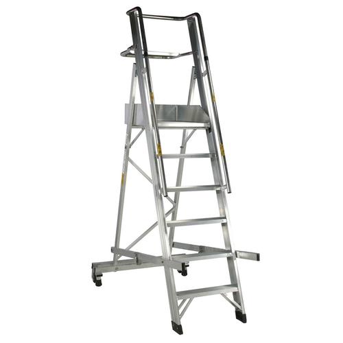 Warehouse Ladder Mobile Folding 6 Tread Aluminium