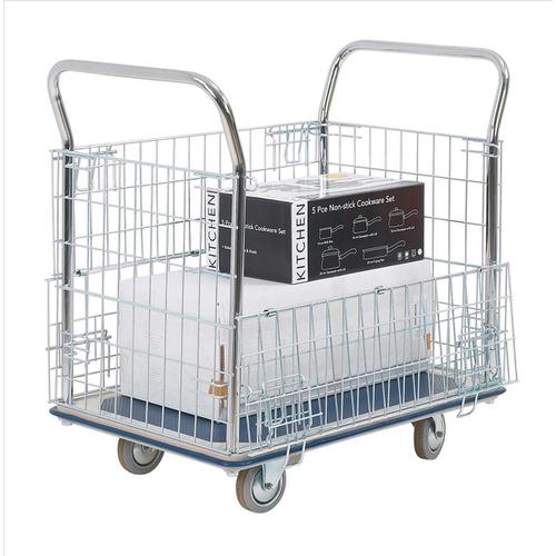 Platform Trolley with Chrome Plated Mesh Panels Capacity 300kg 615x1000x950mm Silver