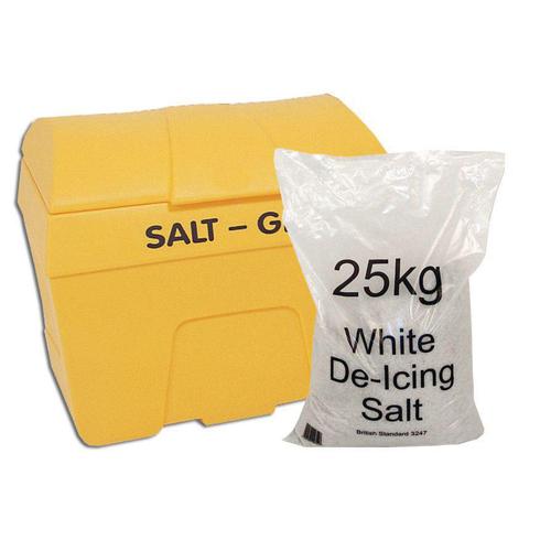 Winter Kit Salt Bin Basic Kit Yellow 200 Litre with Salt Bag White 8 x 25kg