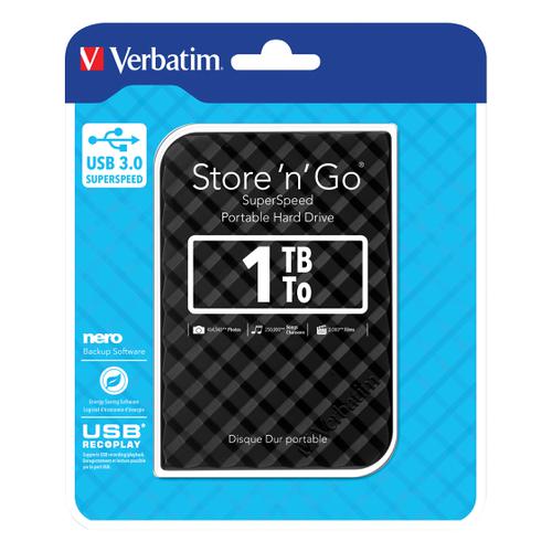 Verbatim Portable Hard Drive 1TB Black Ref 53194 Verbatim