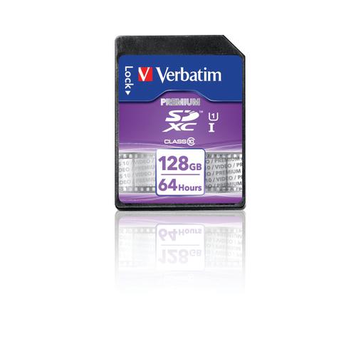 Verbatim SDHC Media Memory Card SD 2.0 FAT32 Class 10 Read 10MB/s Write 10MB/s 128GB Ref 44025  4051837