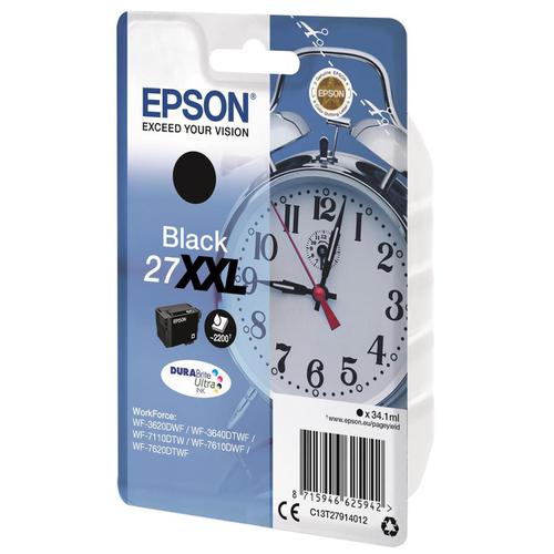 Epson 27XXL Inkjet Cartridge Alarm Clock XHY Page Life 2300pp 34.1ml Black Ref C13T27914012 Epson