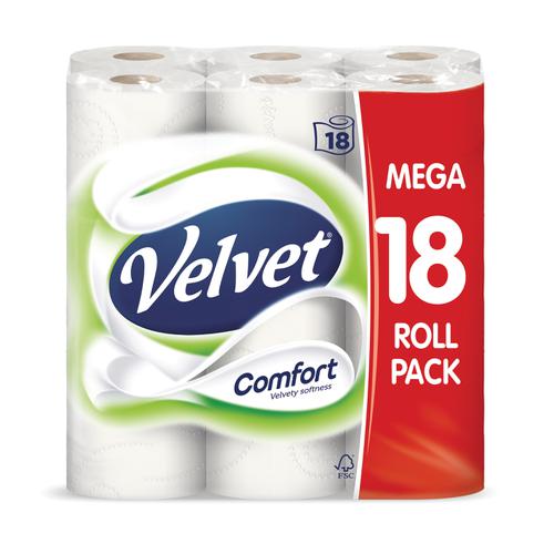 Velvet Comfort Toilet Rolls 210 Sheets 2-ply White Ref 1102048 [Pack 18]