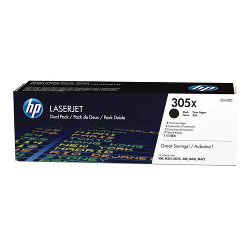 HP 305X LaserJet Toner Cartridges HighYield Page Life 4000pp Black Ref CE410XD [Pack 2]