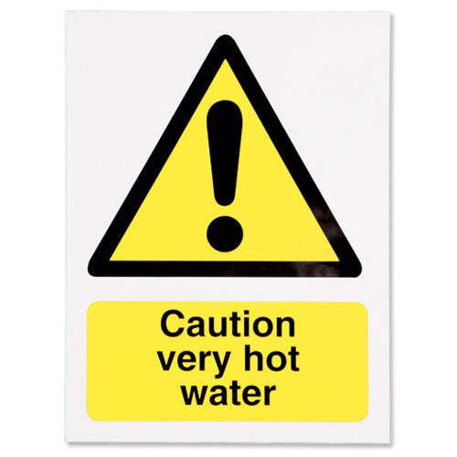 Stewart Superior Caution Very Hot water Catering Sign W150xH200mm Self-adhesive Vinyl Ref CS006SAV